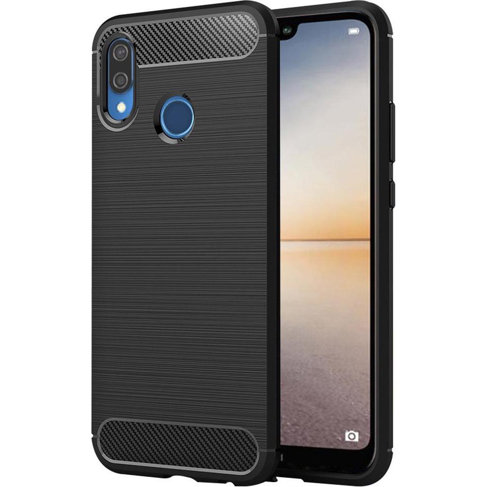 Techsuit - Carbon Silicone - Huawei P20 lite - Black (Huawei P20 Lite), Cover smartphone, Nero