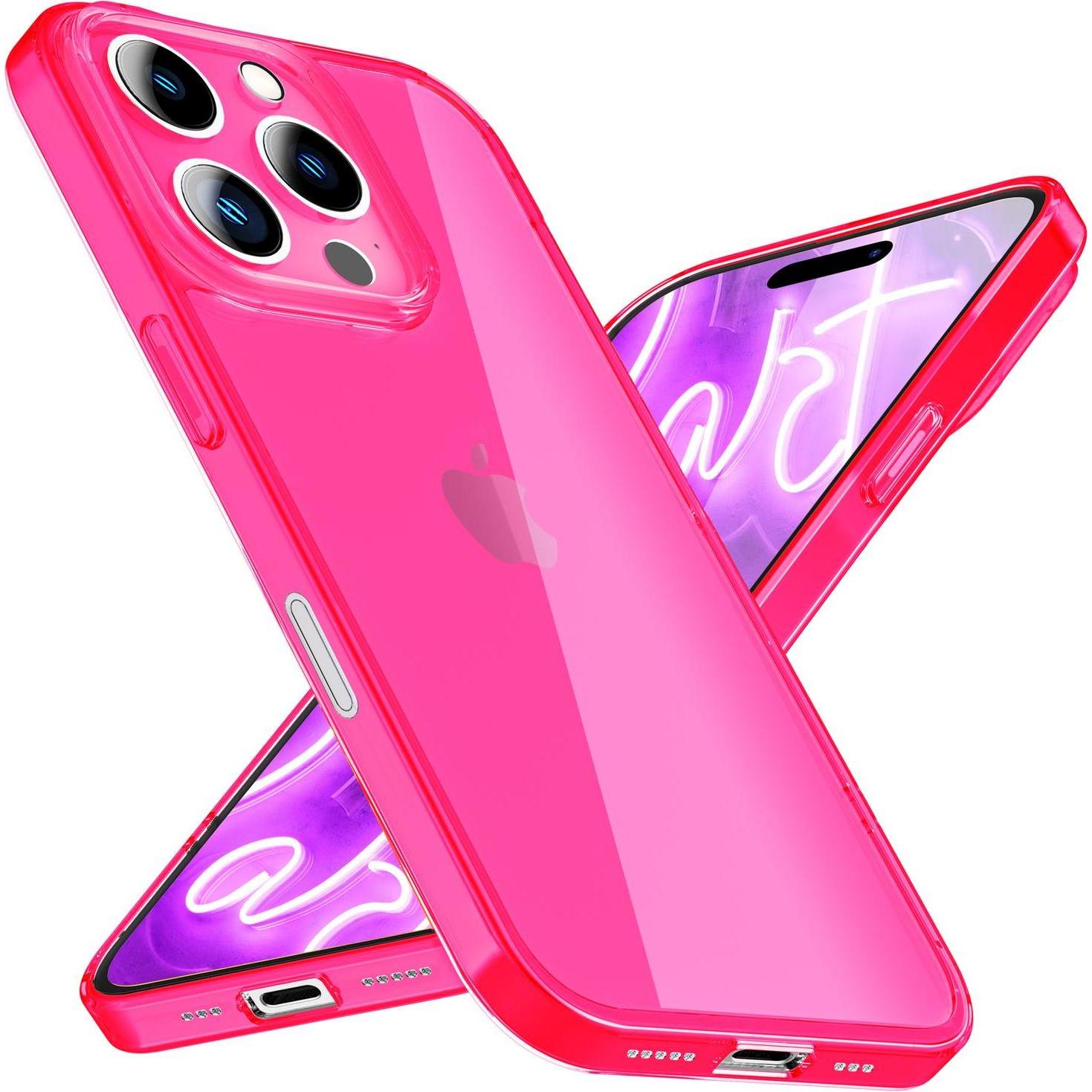 Nalia Klar Transparente Neon Silikon Hülle (Apple iPhone 16 Pro Max), Smartphone Hülle, Pink