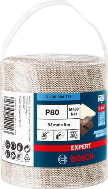 Image du produit Bosch Professional Zubehör EXPERT M480 Rouleau abrasif en filet, 93 mm, 5 m, G 80 (80)