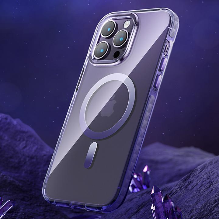 Produktbild Kingxbar PQY Ice Crystal Serie Magnethülle für iPhone 14 MagSafe grau (Apple iPhone 14)