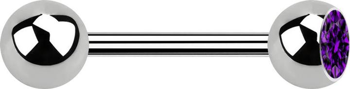 Actual product image Star Piercing Barbell silver with ball and ball crystal violet (Titanium, without brass)
