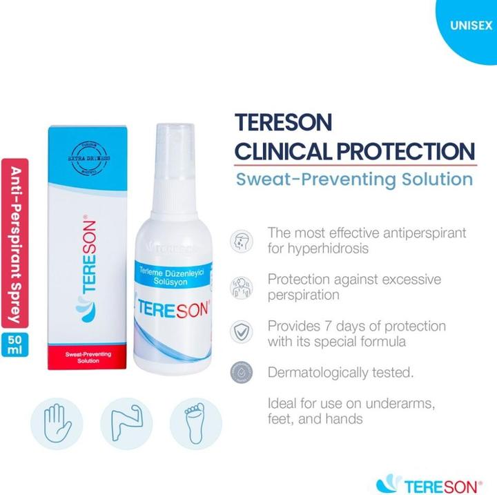 Actual product image Tereson Antiperspirant spray 50 ml, strong against perspiration on armpits and hands (Spray, 50 ml)