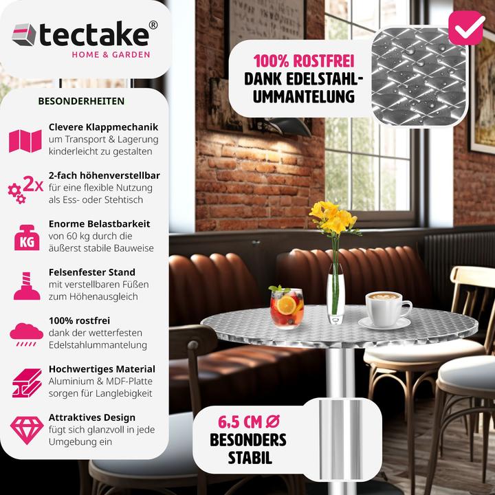 Produktbild tectake Bistrotisch (Ø 60 x 114 cm)
