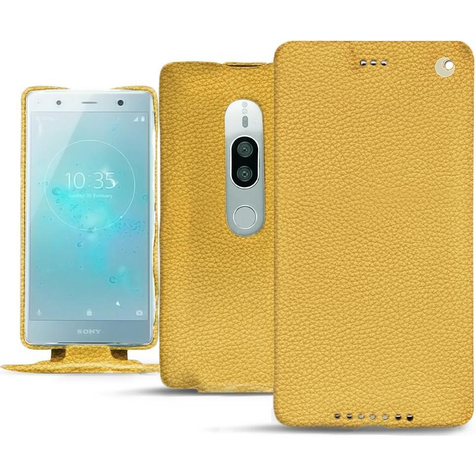 Noreve Lederschutzhülle vertikal (Sony Xperia XZ2 Premium), Smartphone Hülle, Orange