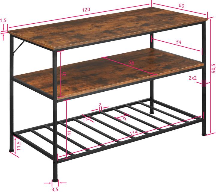 Actual product image tectake Akeley (120 x 60 x 90.50 cm)