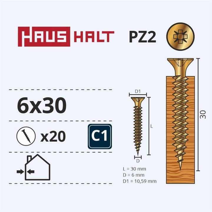 Image du produit Haushalt VIS CHIPBOARD 6.0X30 YLW ZP 20PCS G1 (20 pcs)