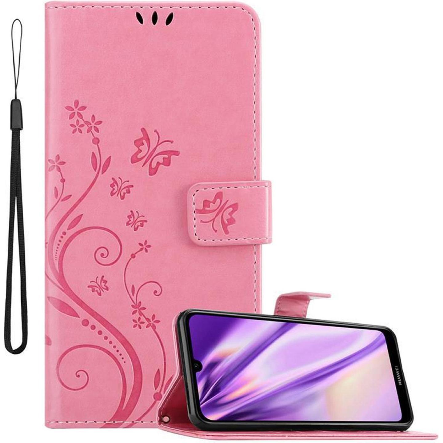 Thumbnail - Cadorabo Flower Book Cover (Huawei Y6 (2019)), Smartphone Hülle, Rosa