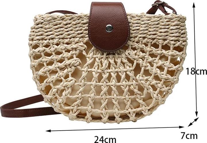 Only-Bags.Store Sommer Stroh Ba Mode Halbkreis Taschen Rattan Handmade Messenger Handtasche Travel Beach Bags Tote
