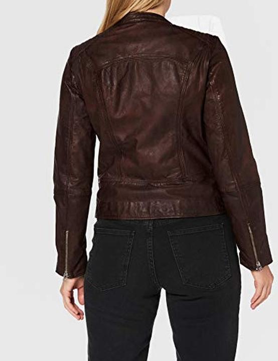 Actual product image Goosecraft Leather Biker Blazer with Shoulder Padding and Front Zipper (M)