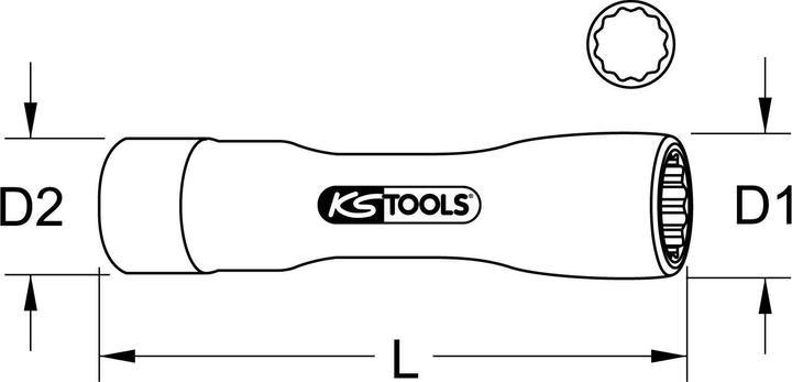 Actual product image KS Tools 3/8" socket with protective insulation (14 mm)