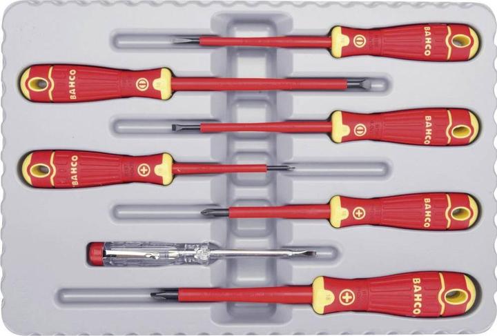 Produktbild Bahco Isolierter BahcoFit Schraubendreher-Satz mit 2-Komponenten-Griff, mit 150 V bis 250 V Spannungsprüf (Phillipps-Kreuzschlitz (PH))