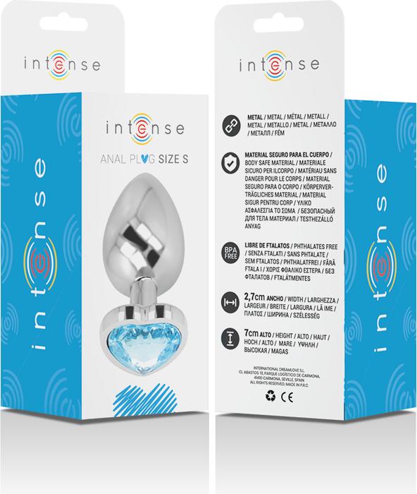 Actual product image Intense Anal Plug Metal Aluminium Heart N Blue Size S