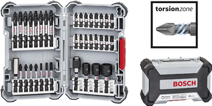 Produktbild Bosch Professional Zubehör 36-tlg. Impact Control Schrauberbit-Set (Kreuz Phillips PH M1, Kreuz Phillips PH M2, Kreuz Pozidriv PZ M2, Kreuz Phillips PH M3, Kreuz Pozidriv PZ M3)