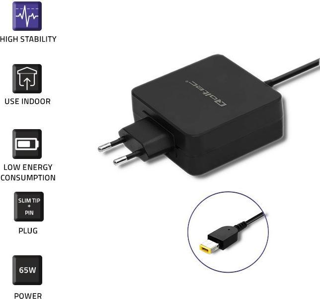 Actual product image Qoltec 51766 - Notebook - Indoor - 220 - 240 V - 50 - 60 Hz - 65 W - 20 V (65 W)