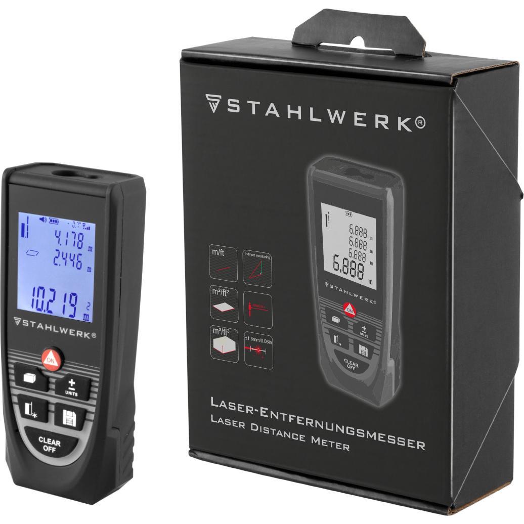 Stahlwerk, Laserentfernungsmesser, Laser Entfernungsmesser LE-40 ST bis 40 m beleuchtetes LCD Display (40 m, 635 nm)
