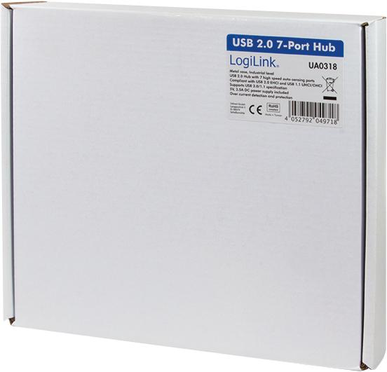 Produktbild LogiLink USB 2.0 Hub, 7-Ports, Industrieausführung (USB-A, 7 Ports)