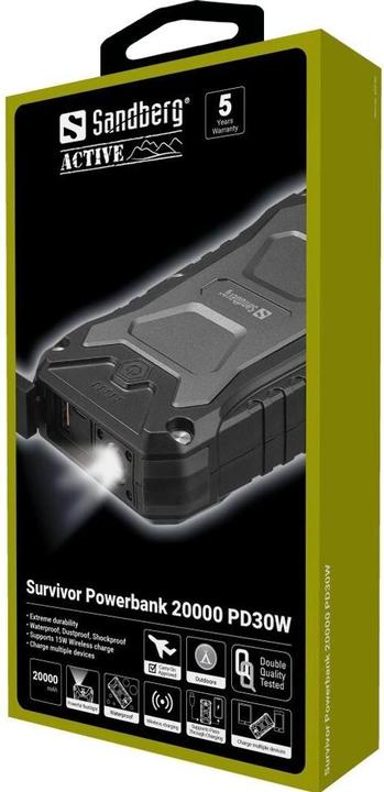Image du produit Sandberg Survivor (20000 mAh, 30 W, 74 Wh)