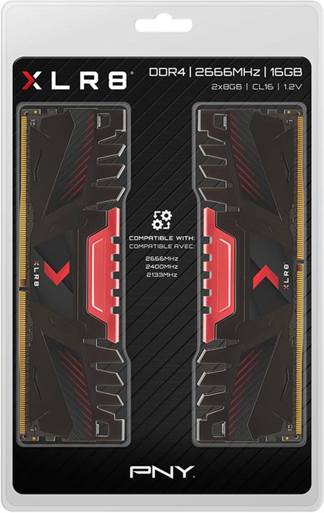 Produktbild PNY 2x, DD4 CL16 (2 x 8GB, 2666 MHz, DDR4-RAM, DIMM)