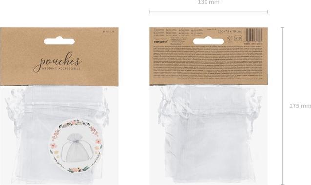 Produktbild Partydeco Pochettes en organza - Blanc (10pcs) (10x)