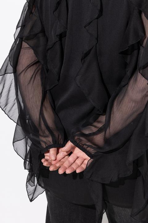 Actual product image Ulla Popken Sheer Chiffon Ruffle Blouse (54)