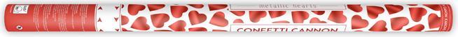 Actual product image Partydeco Confetti cannon with hearts, red, 80cm (1 pkt / 1 pc.) (1 Piece)