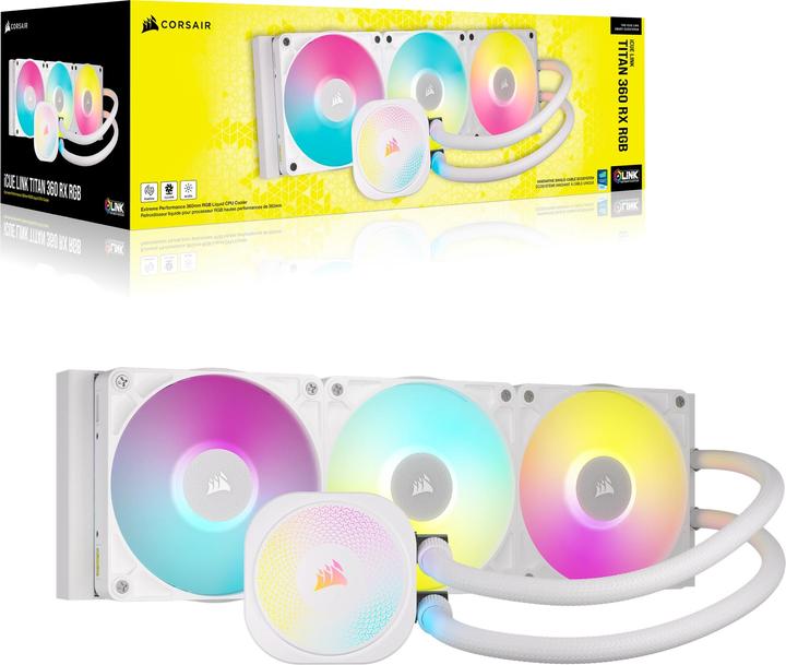 Image du produit Corsair iCUE LINK TITAN 360 RX RGB White AIO, 360mm Radiator, Liquid CPU Cooler