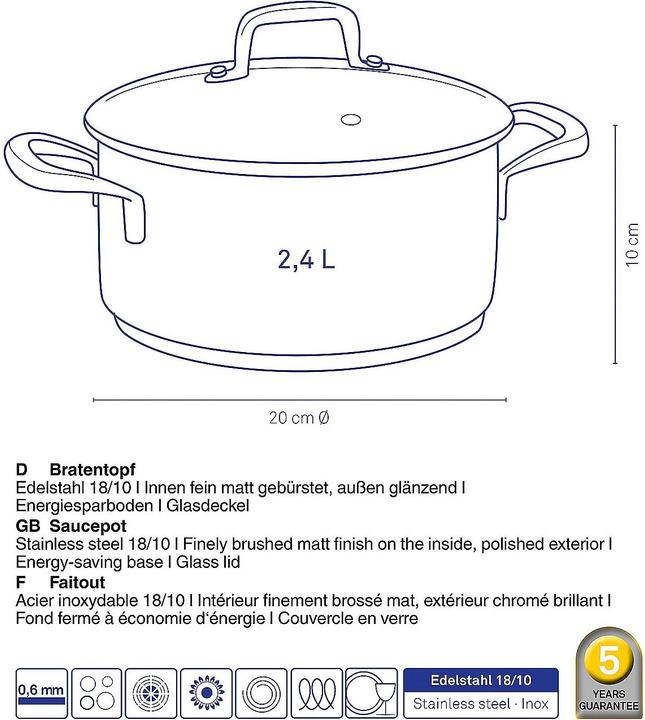 Produktbild Kela Flavoria (Kochtopf, Edelstahl, 20 x 10 cm)
