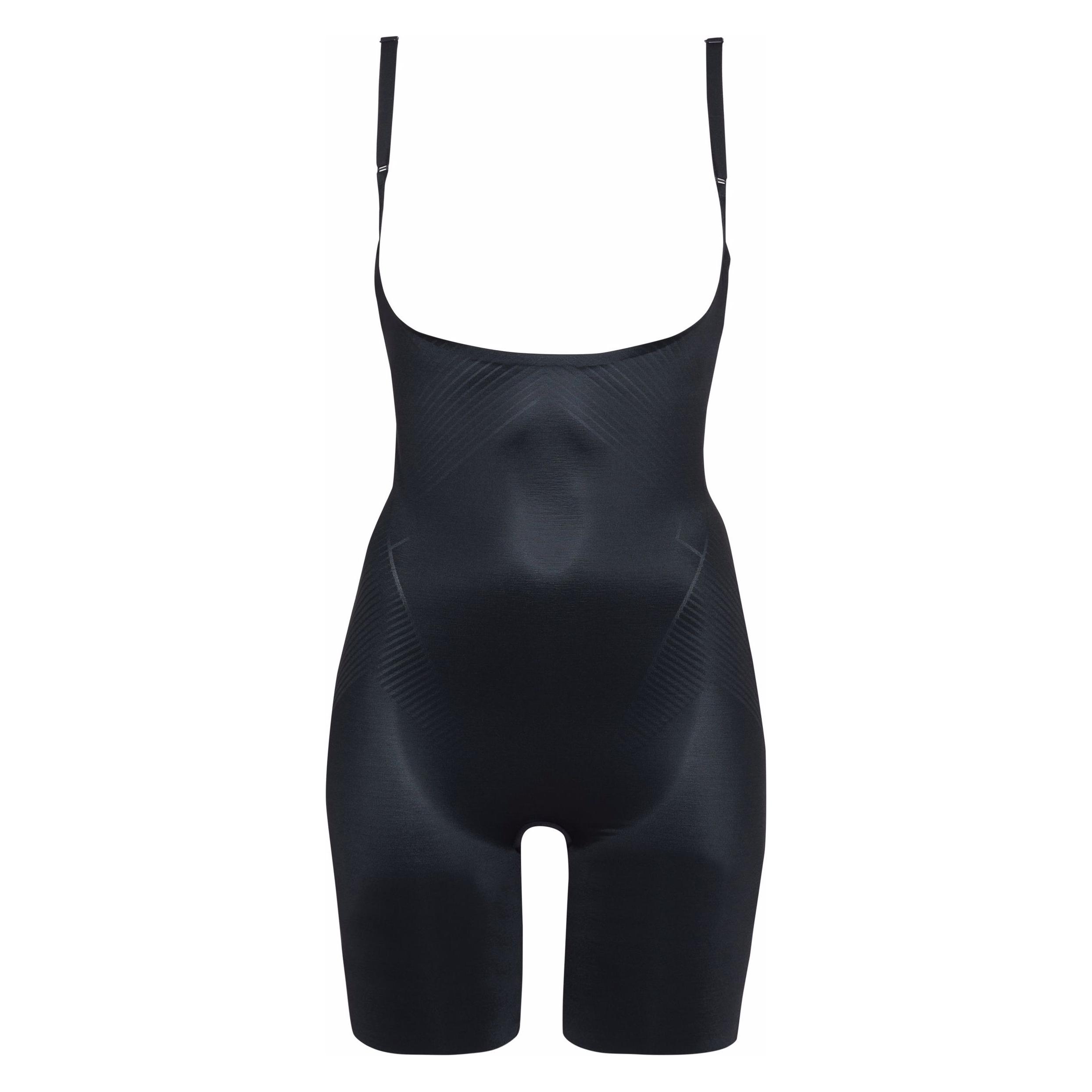 Spanx, Vrouwen, Shapewear, Shapewear Body "Thinstincts 2.0 Open-Bust Mid-Thigh, Zwart, (M, 38 D)