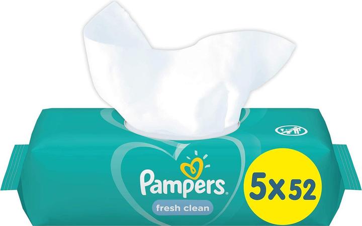 Actual product image Pampers Fresh Clean Feuchttücher 5x52 Stk. = 260 Tücher, milder Duft, Hände & Gesicht (5 x 52 pcs.)