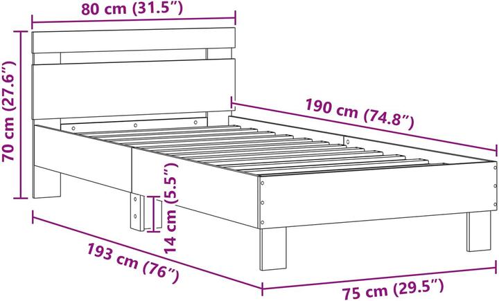 Image du produit vidaXL Moderner Bettrahmen (75 x 190 cm)