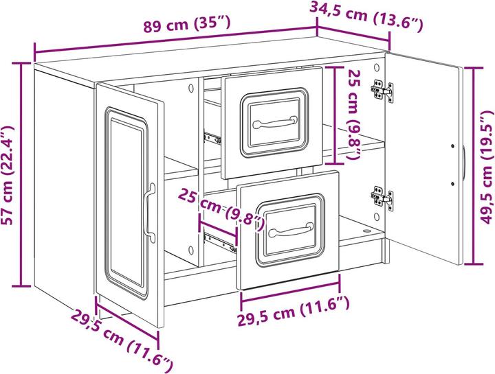 Image du produit vidaXL Sideboard-Aufbewahrung (34.50 x 89 x 57 cm)
