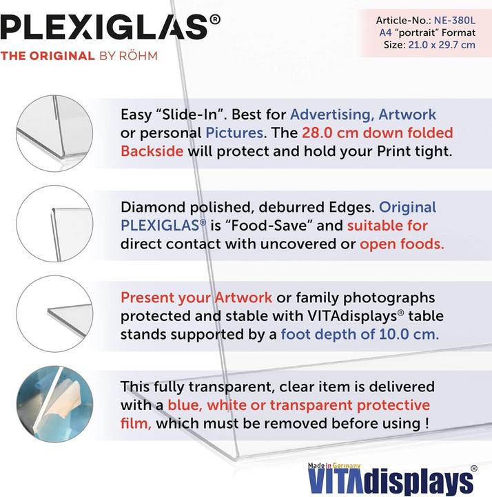 Actual product image VitaDisplays Plexiglas L Stand (A4)