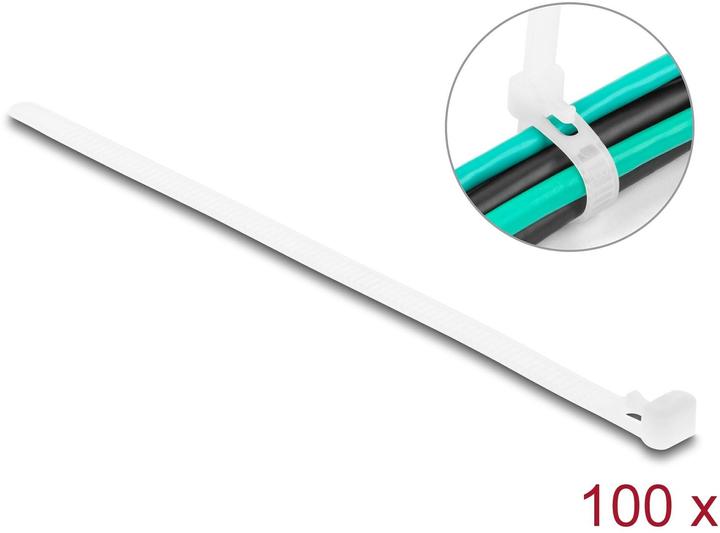 Image du produit Delock Colliers de serrage réutilisables L 150 x l 7,2 mm 100 pièces blanc (Serre-câbles en plastique, 150 mm, 100 pcs)
