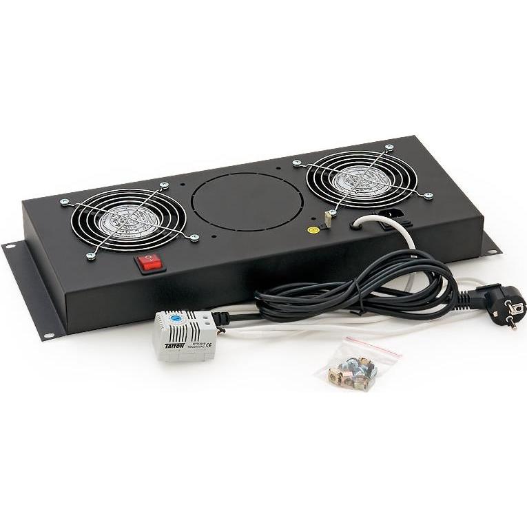 Triton RAC-CH-X21-A1 - Unità ventola rack - con 2 ventole, termostato - cavo intercambiabile, Accessori per armadio rack, Grigio