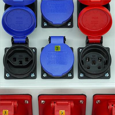 Actual product image EB Troller Baustromverteiler 63A IP44 inkl. Ständer (9 x, CEE 16/5, CEE 32/5, Type 25, Type 23, CEE 63/5)