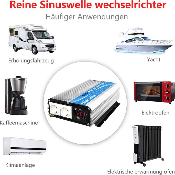 Image du produit Giandel Onduleur 12V vers 230V pur sinus 2000W