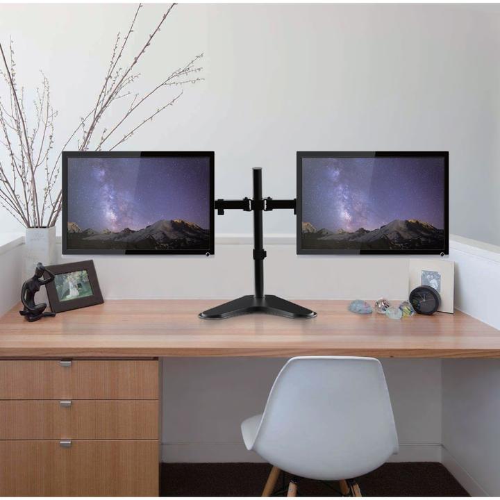 Image du produit Techly Pied pour 2 écrans LCD - noir - Taille d'écran : 33-81.3 cm (13"-32") (Tables, 32", 16 kg)