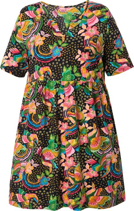 Image du produit Ulla Popken T-shirt long coupe évasée, manches courtes et col tunisien (46, 48)