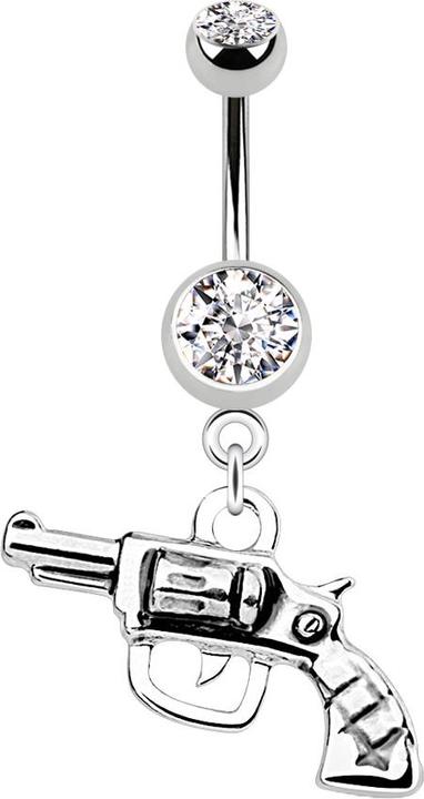 Immagine prodotto Star Piercing Banana in argento con ciondolo revolver (senza ottone, Acciaio chirurgico 316L)