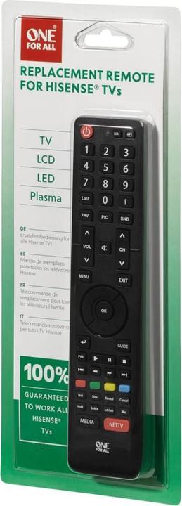 Productafbeelding One for All Hisense TV Vervangende Afstandsbediening (Universele afstandsbediening, Infrarood)