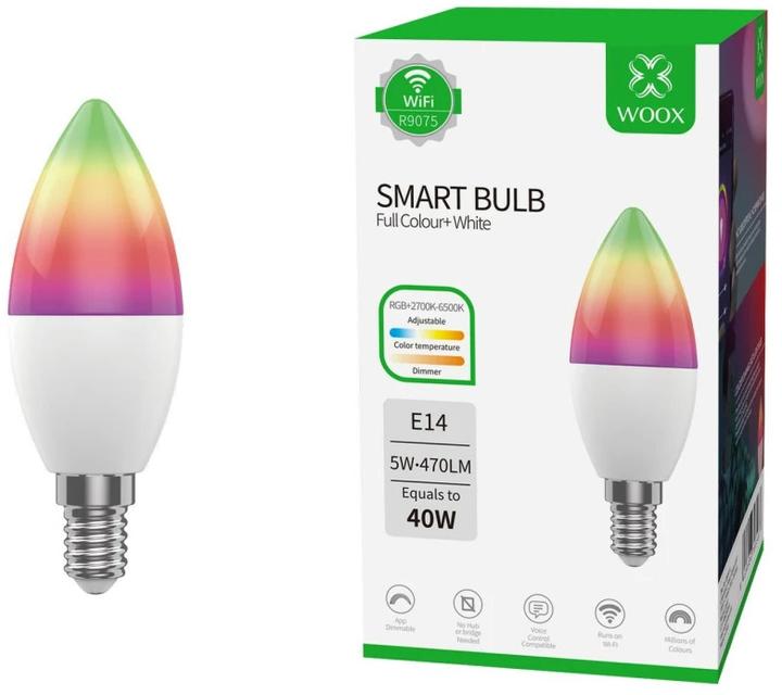Energy Label Woox R9075 Smart Lighting Intelligent Light Bulb WLAN (E14, 5 W, 470 lm, 1 x, F)