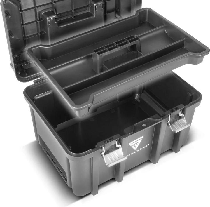 Actual product image Stahlwerk Mobile tool trolley with 3 system boxes on a stable rolling platform with swivel castors
