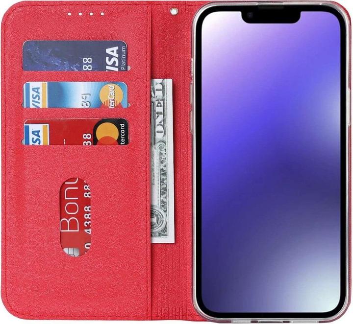 Actual product image Cover-Discount iPhone 14 - Silk Texture Flip Case red (Apple iPhone 14)