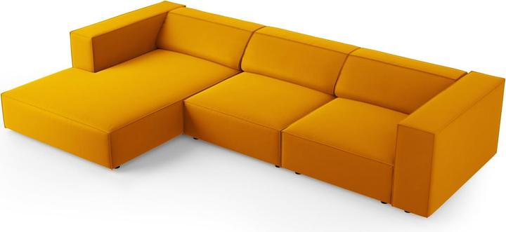 Actual product image Cosmopolitan Design Velvet Left Corner Sofa, "Arendal", 4 Seats, Yellow, 284x166x70 Made in Europe (Corner sofa)