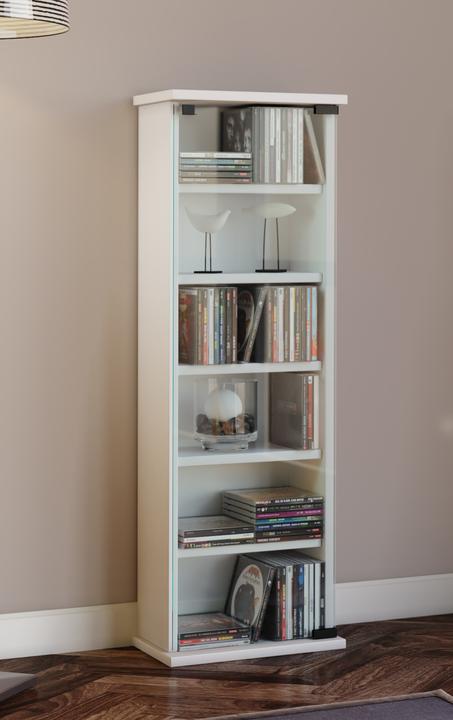 Produktbild VCM Holz CD DVD Stand Regal Vetro mit Glastür (31 x 18 x 92 cm)