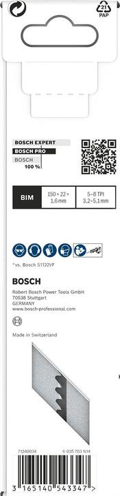 Actual product image Bosch Professional Zubehör PRO Multi Material Demolition S610VF blade, 1.6 x 22 x 150 mm, 5 pcs.