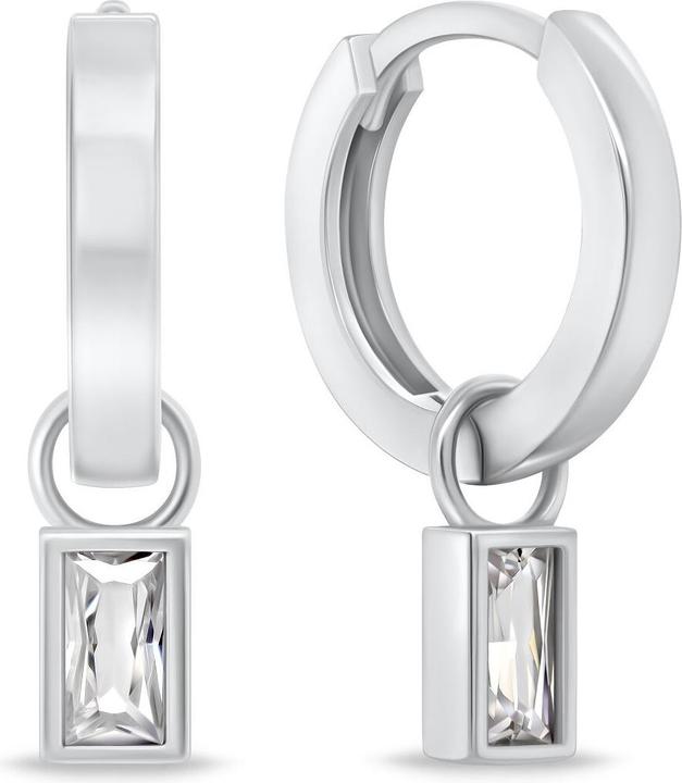 Immagine prodotto Brilio Argento - Orecchini tondi minimalisti 2in1 con zirconi EA840W