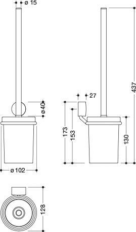 Produktbild Hewi WC-Bürstengarnitur System 815 schwarz matt, Toilettenbürste mit Halterung
