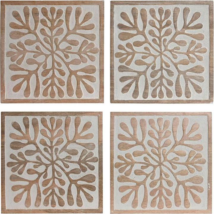 Produktbild Esprit Wanddekoration Home Weiss natürlich blumig 60 x 2,5 x 60 cm (4 Stücke)