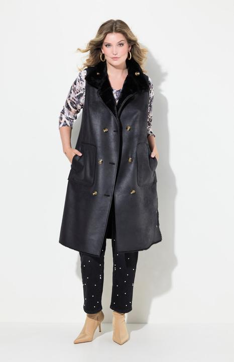 Actual product image Miamoda Reversible vest in leather/plush teddy look (56)